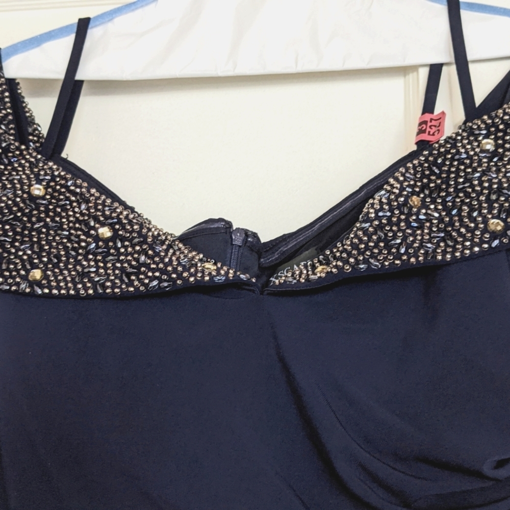 Navy Bejeweled Column Dress - 16W - Picture 3 of 5
